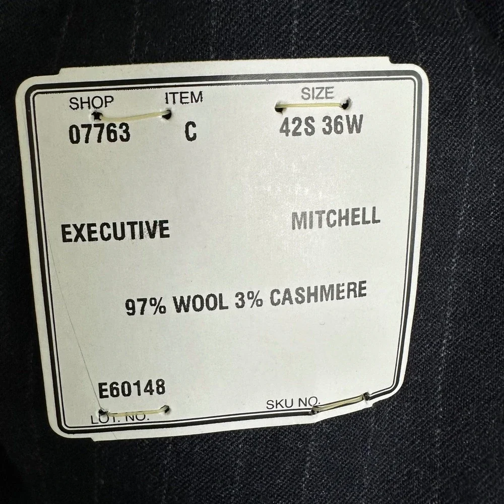 Jos A Bank Executive Collection Navy Pinstripe‎ Wool Cashmere Blazer Jacket 42S